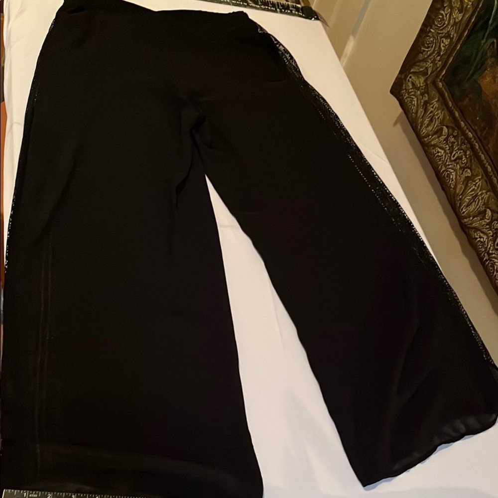 H&M Elegant Black semi sheer wide leg Women's Pants great over swimwear